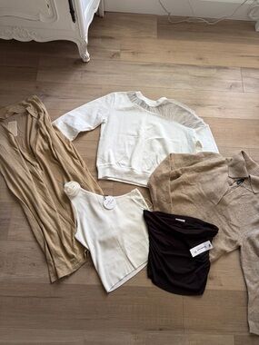 Neutral Layering Wardrobe Lot - Cream, Beige, Black Pieces